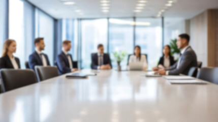 Businesspeople in a Modern Office Meeting Room – Blurred Background