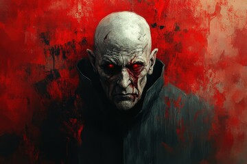 Fototapeta premium Demonic Priest. Digital Painting Depicting a Corrupted Elderly Priest