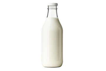 Milk bottle with caps isolated on white background. Concept of dairy products and freshness.