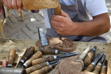 Wood carving workshop, Khiva, Uzbekistan