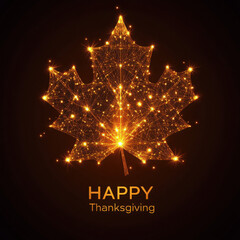 Happy thanksgiving day. Low poly Vector illustration.Abstract polygonal points