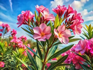 Obraz premium Watercolor Oleander Set - Vibrant Generative AI Artwork for Nature Lovers