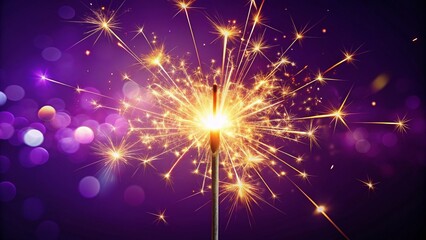 Glittering Sparkler on Purple Background – Perfect for Celebrations and New Year’s Eve
