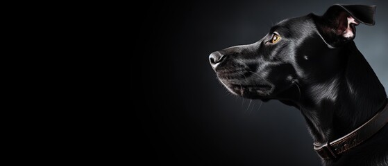 Black Dog Portrait with a Focus on the Eyes