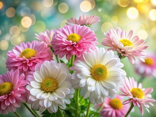 Fototapeta premium White and Pink Daisy Flower Elements for Floral Design and Backgrounds