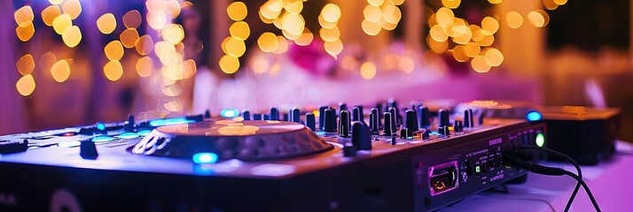 wedding dj concept with glowing lights