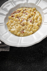 pasta spaetzle irregular shape fresh meal food snack on the table copy space food background rustic top view