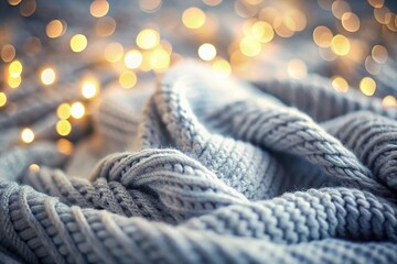 Gray Cotton Knitted Fabric Texture with Bokeh Effect for Cozy Design Inspiration