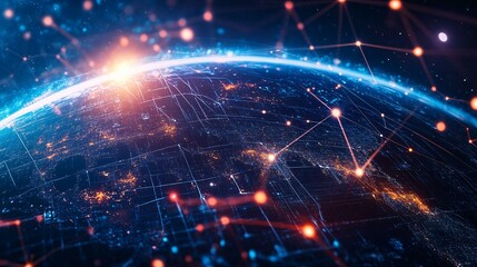 Obraz premium A Digital Representation of Earth with Interconnected Networks