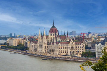 Fototapeta premium Beautiful Budapest Panoramic view from Castle District of Buda. Hungary.