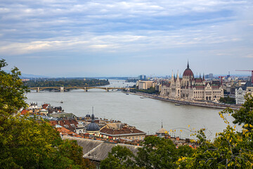Fototapeta premium Beautiful Budapest Panoramic view from Castle District of Buda. Hungary.