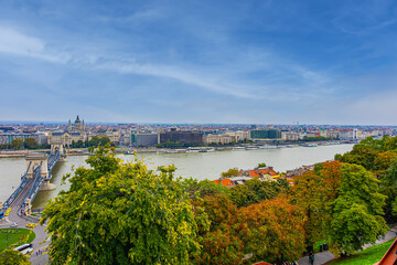 Obraz premium Beautiful Budapest Panoramic view from Castle District of Buda. Hungary.