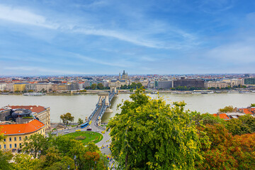 Fototapeta premium Beautiful Budapest Panoramic view from Castle District of Buda. Hungary.