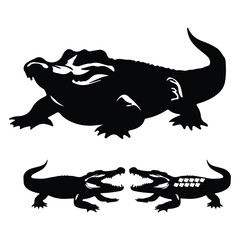 black crocodile vector with white background
