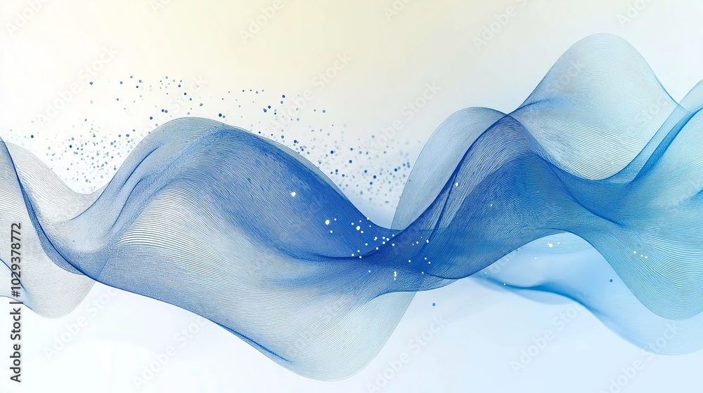 Aufkleber abstract flowing blue waves with a soft, ethereal design, representing calmness, fluidity, and gentl
