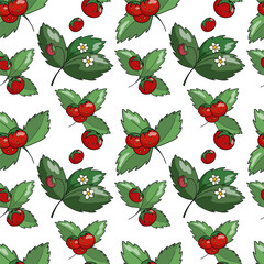 Juicy seamless pattern with strawberries