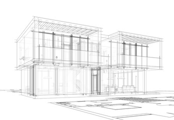  architectural drawing 3d illustration