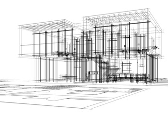  architectural drawing 3d illustration