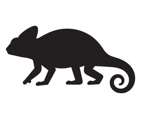Chameleon lizard silhouette, vector illustration. Ideal for nature, reptile, and animal-themed artwork.