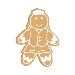 Kazakh Gingerbread woman cookie. National ornaments and elements. Merry Christmas and Happy new year. Hand drawn Vector illustration for Kazakhstan winter holidays