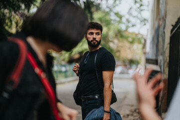 A group of students walking with a professor outdoors on a university campus. Trees and a building line the pathway, creating a relaxed academic atmosphere.