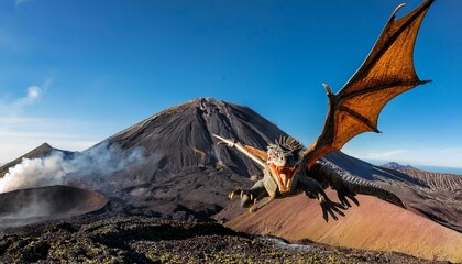 Drachen gef&auml;hrlich Fliegend &uuml;ber Berg 