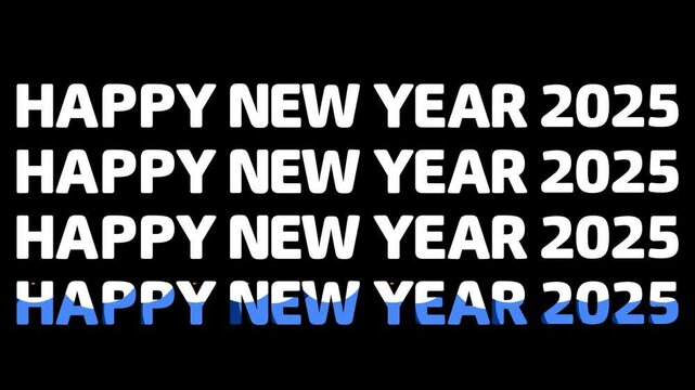 Happy New Year 2025 Scrolling Loop Text Animation Black and Green Background