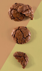 Whole and torn cookies color background