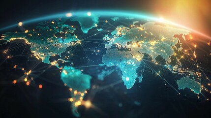 Fototapeta premium A Global Network of Interconnected Cities Lit Up at Night