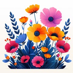 Colorful Floral Arrangement with Vibrant Leaves and Flowers