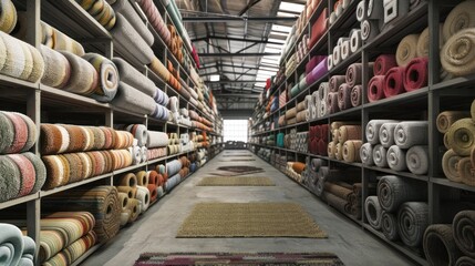 Fototapeta premium Warehouse full of carpets