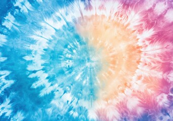 Obraz premium Vibrant tie-dye spiral with blue, orange, and pink hues. 