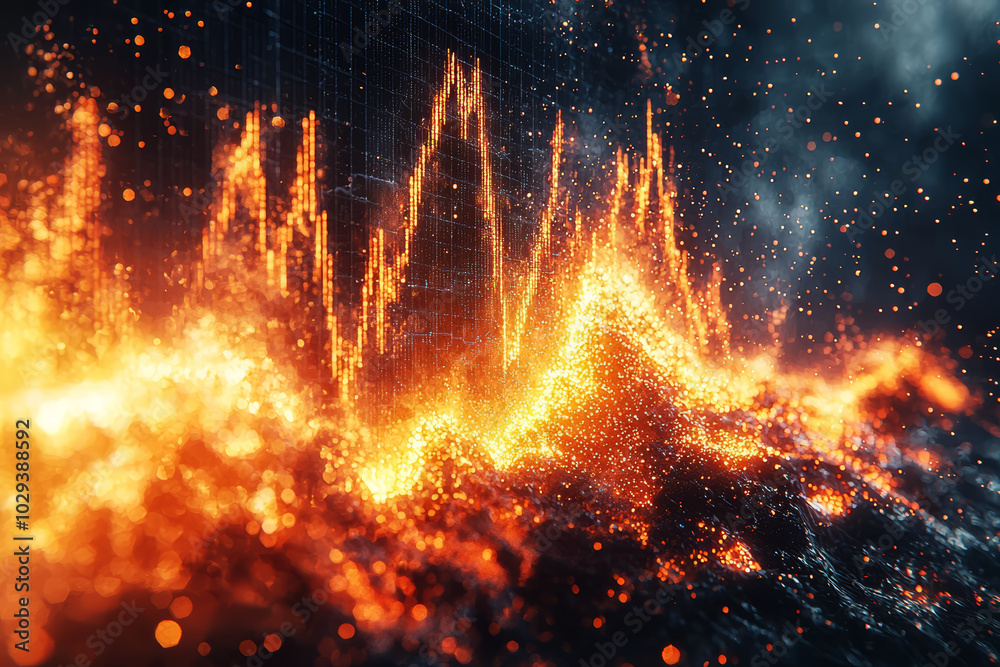 Poster a stock image of a crashing stock market graph, symbolizing the volatility and unpredictability of f