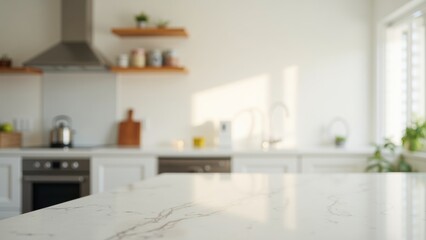 Clean Bright Modern Kitchen Out of Focus Background