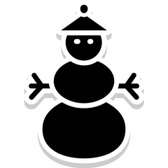 Snowman vector icon in glyph style 