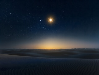 Shining star of Bethlehem in the starry night sky. Three Wise Men's Day concept.