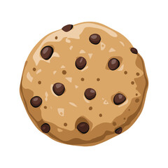 Oatmeal cookie with chocolate chunks. Flat cartoon illustration, perfect for home bakery themes and sweet snack designs.