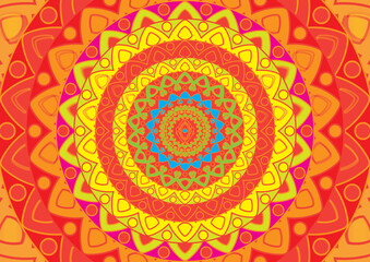 A mandala with geometric patterns and metallic hues