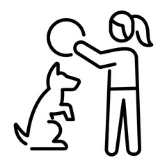 A linear icon of pet training 