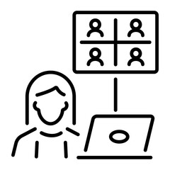A linear icon of online classroom 