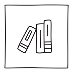 Doodle book shelf icon freehand drawn with thin line in minimalistic style, display symbol. PNG isolated on transparent background and vector illustration