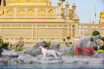Naklejka premium The Royal Crematorium for King Bhumibol Adulyadej at Sanam Luang prepared to be used as The royal funeral Cremation Ceremony Bangkok Thailand Pra May Ru Maat