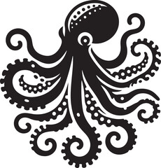 Fototapeta premium Black octopus icon silhouette.