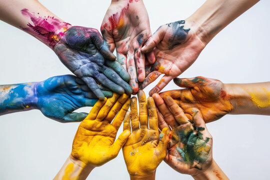 Un cerchio perfetto di mani unite, ciascuna diversa per forma e colore, a simboleggiare diversit&agrave; e unit&agrave; familiare