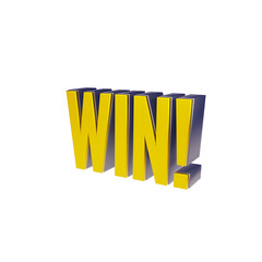 Win 3d isolated on white background. Congratulations on win. Win letter 3d render.