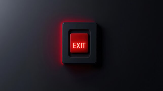 Exit Button. Red Stop Button for Abandon and Logout in Cyberspace