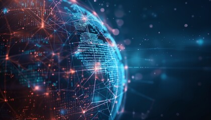 Obraz premium Sfondo futuristico astratto di tecnologia digitale, ideale per comunicazioni aziendali su Internet, rete globale e telecomunicazioni a livello planetario