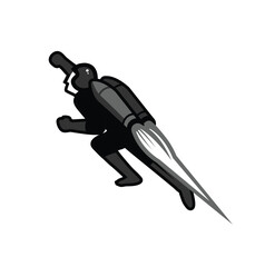 Jet Pack Male Character Logo Person Flying With Jet Vector Design Illustration