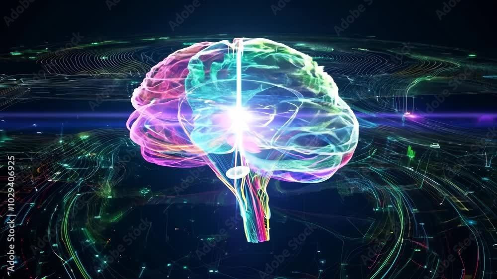 Leinwandbilder digital holographic ai brain science concept. artificial intelligence brain network