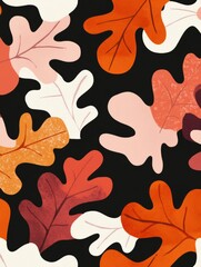 Obraz premium A vibrant pattern composed of various autumn leaves showcasing rich colors set against a dark backdrop